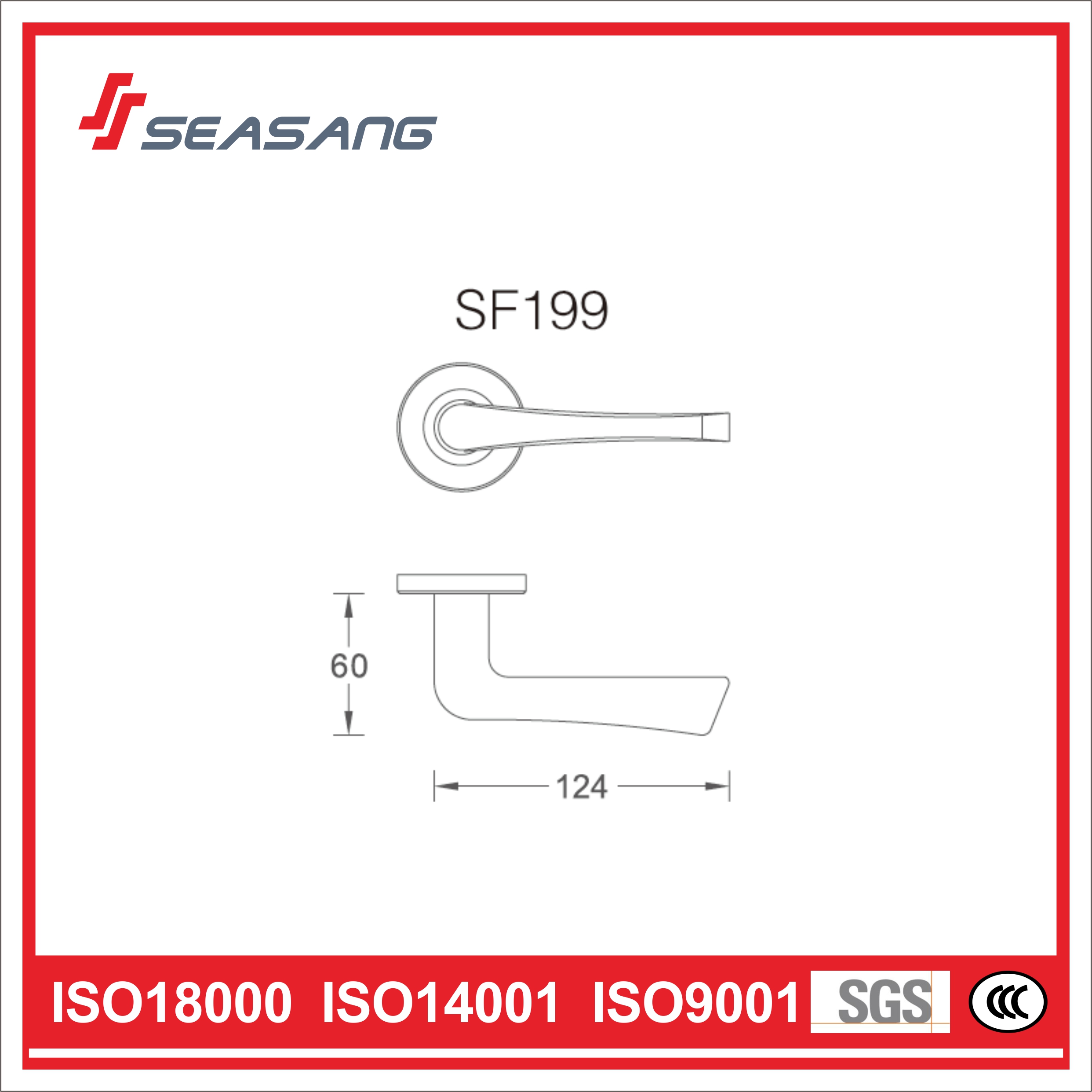 SUS304 Solid Lever Handle Casting Door Handle Stainless Steel Door Handle