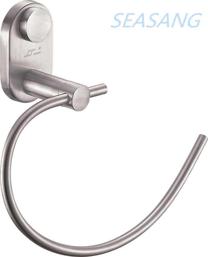 Toalla redonda de ba&ntilde;o montado en la pared en sat&eacute;n de acero inoxidable.