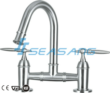 Grifo de agua para lavabo de ba&ntilde;o de doble manija hecho de acero inoxidable