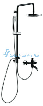 Ba&ntilde;o de acero inoxidable Rainfall Black Shower Set con ba&ntilde;era de mano